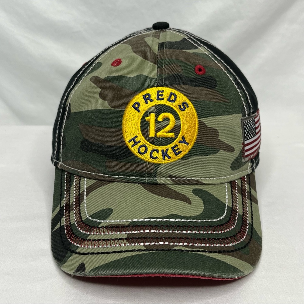 NHL Nashville Predators Camouflage Baseball Hat With American Flag.